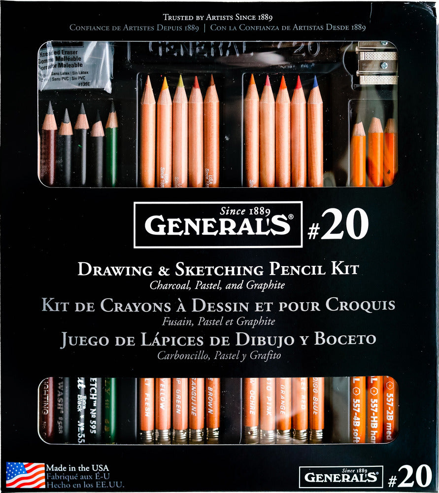 Trousse de crayons de dessin et d'esquisse General's (22 pièces)