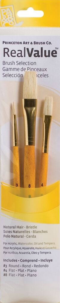 9100 Series Short Handle Brush Set, Natural 3pc