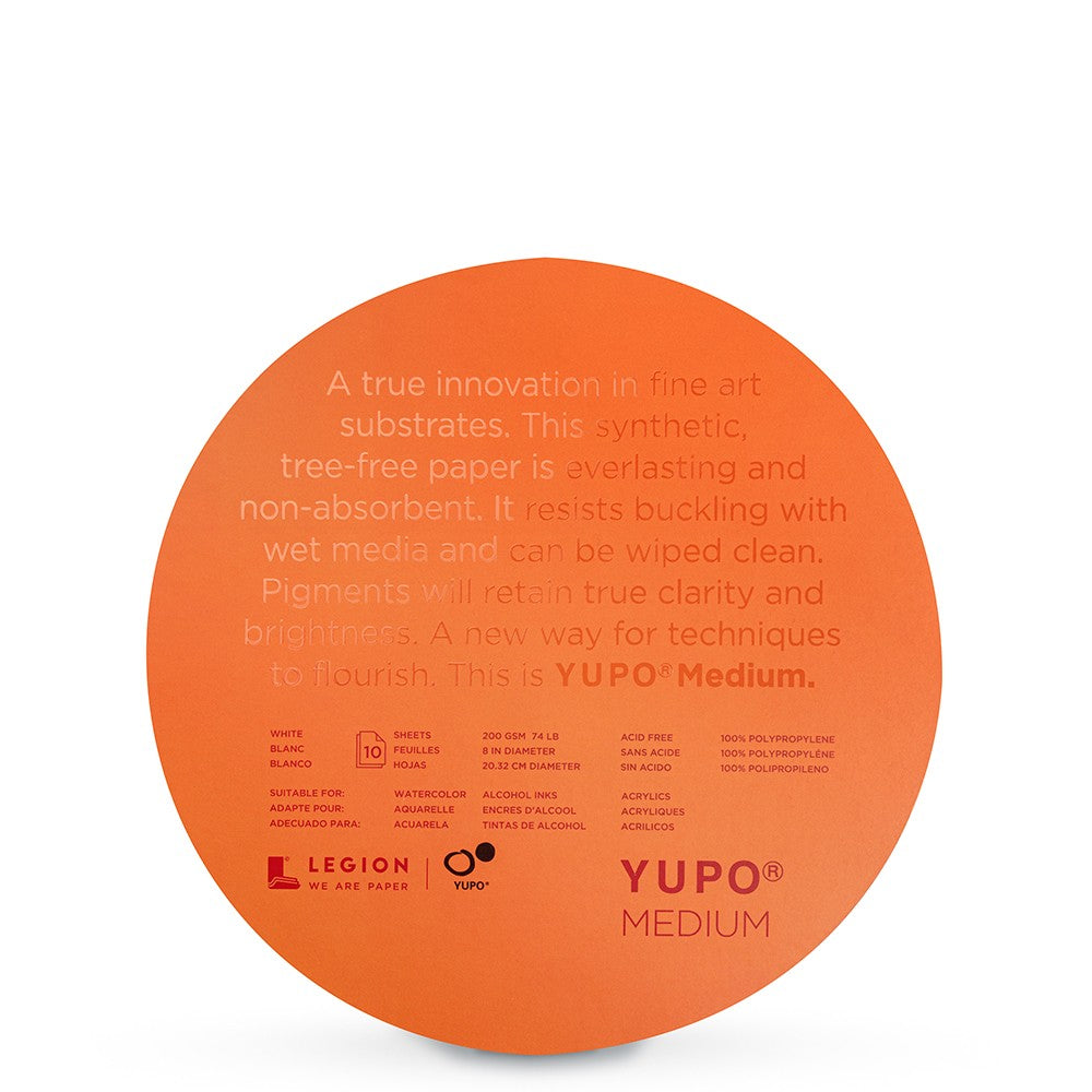 Bloc de papier moyen Yupo – Cercle de 8 po (74 lb/200 g/m²) 